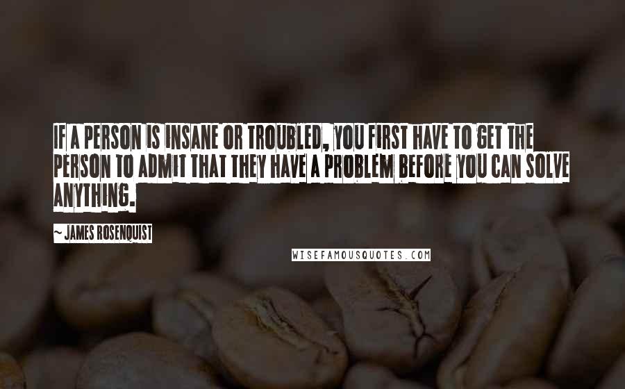 James Rosenquist Quotes: If a person is insane or troubled, you first have to get the person to admit that they have a problem before you can solve anything.