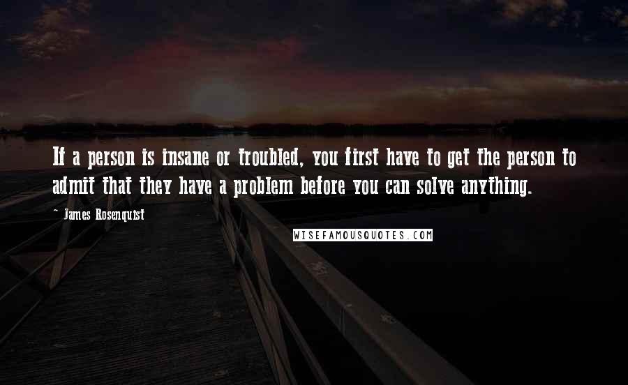 James Rosenquist Quotes: If a person is insane or troubled, you first have to get the person to admit that they have a problem before you can solve anything.