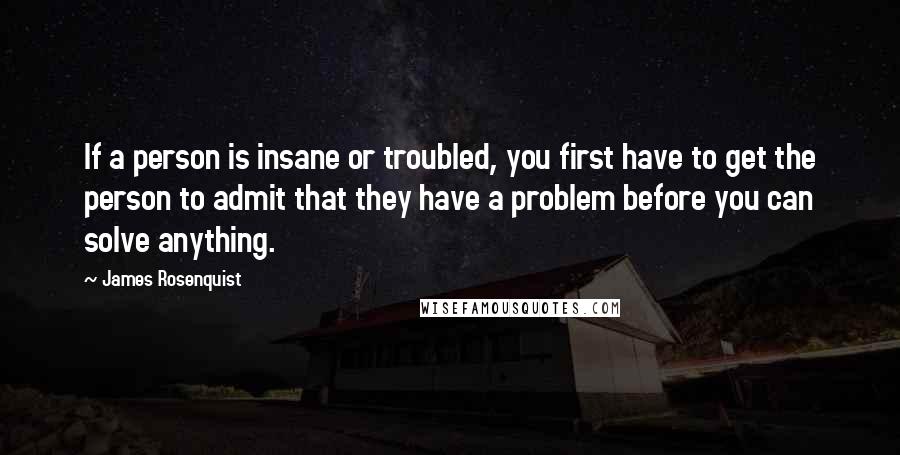 James Rosenquist Quotes: If a person is insane or troubled, you first have to get the person to admit that they have a problem before you can solve anything.