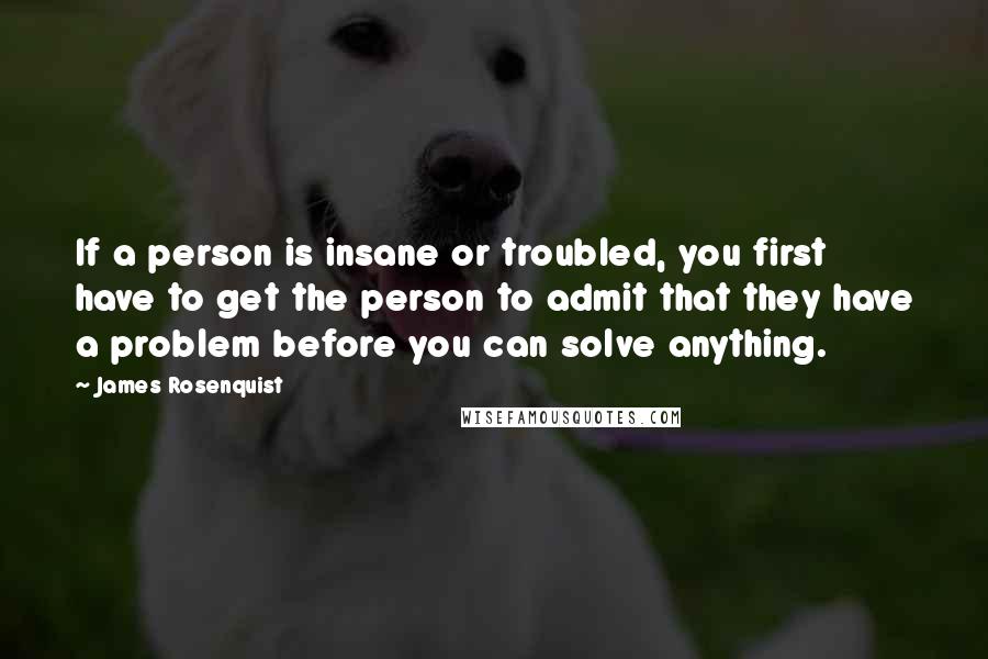 James Rosenquist Quotes: If a person is insane or troubled, you first have to get the person to admit that they have a problem before you can solve anything.