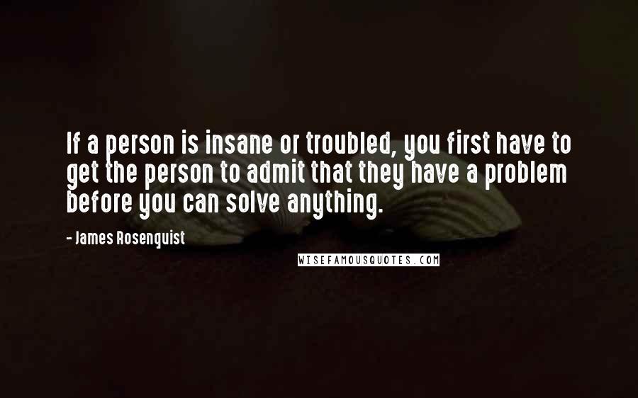 James Rosenquist Quotes: If a person is insane or troubled, you first have to get the person to admit that they have a problem before you can solve anything.