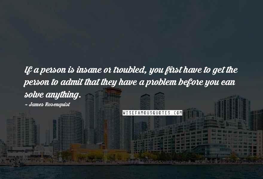 James Rosenquist Quotes: If a person is insane or troubled, you first have to get the person to admit that they have a problem before you can solve anything.