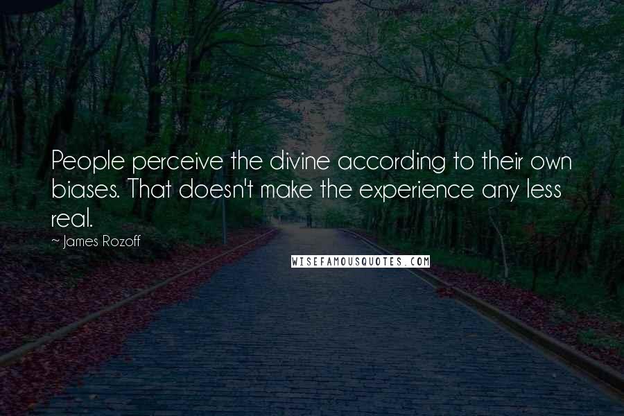 James Rozoff Quotes: People perceive the divine according to their own biases. That doesn't make the experience any less real.