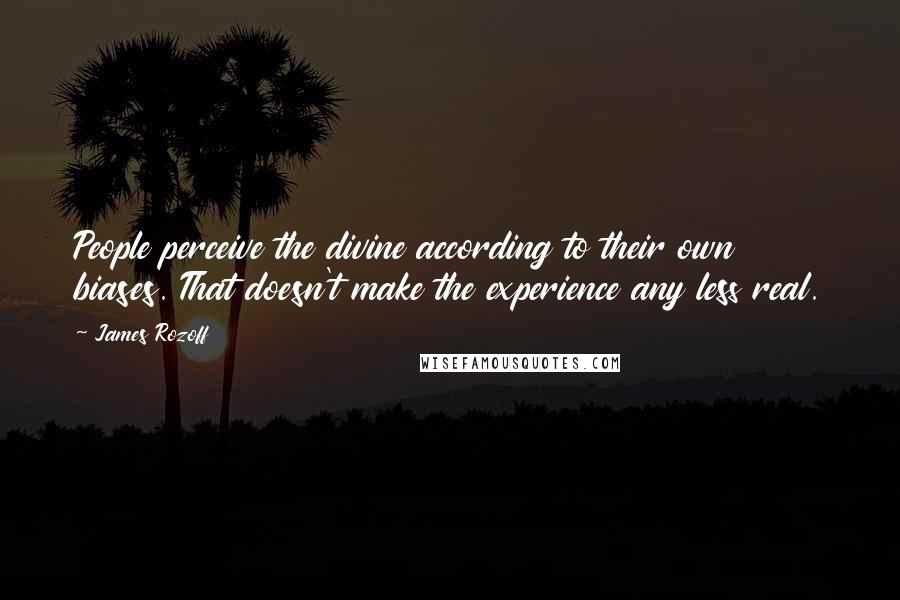 James Rozoff Quotes: People perceive the divine according to their own biases. That doesn't make the experience any less real.