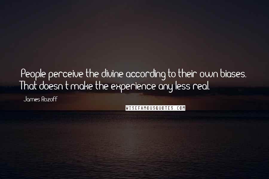 James Rozoff Quotes: People perceive the divine according to their own biases. That doesn't make the experience any less real.