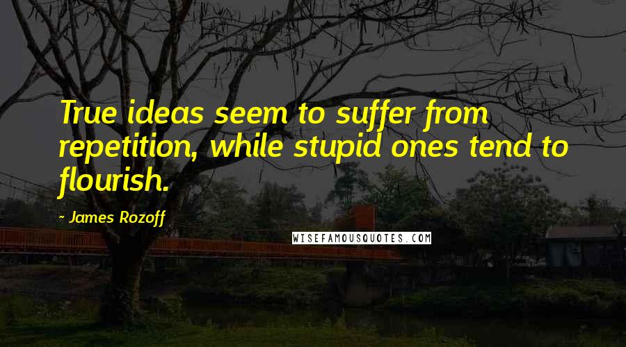 James Rozoff Quotes: True ideas seem to suffer from repetition, while stupid ones tend to flourish.