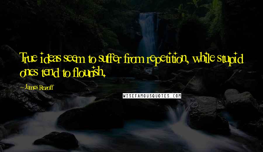 James Rozoff Quotes: True ideas seem to suffer from repetition, while stupid ones tend to flourish.