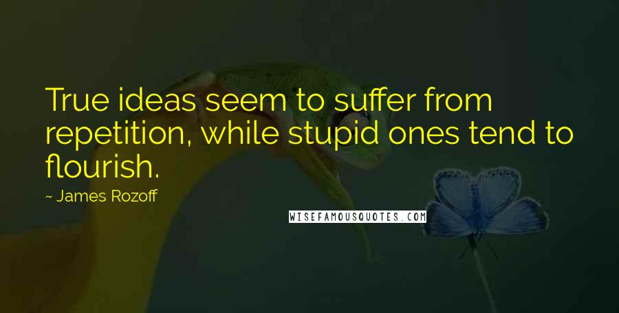 James Rozoff Quotes: True ideas seem to suffer from repetition, while stupid ones tend to flourish.
