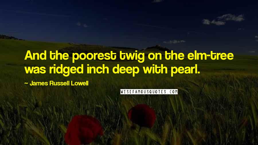 James Russell Lowell Quotes: And the poorest twig on the elm-tree was ridged inch deep with pearl.