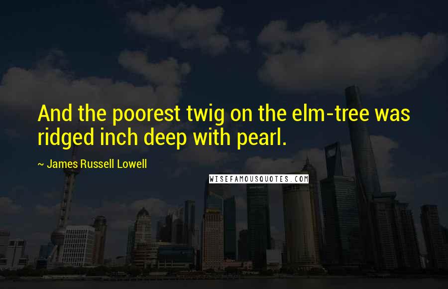 James Russell Lowell Quotes: And the poorest twig on the elm-tree was ridged inch deep with pearl.