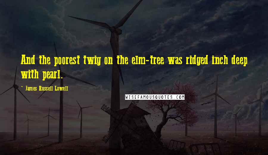 James Russell Lowell Quotes: And the poorest twig on the elm-tree was ridged inch deep with pearl.