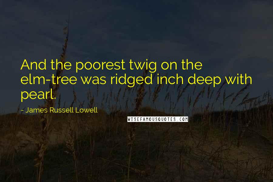 James Russell Lowell Quotes: And the poorest twig on the elm-tree was ridged inch deep with pearl.