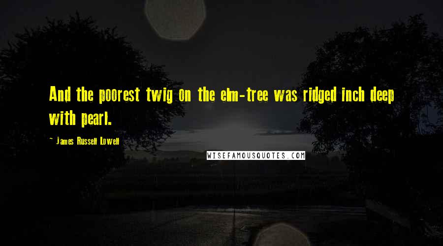 James Russell Lowell Quotes: And the poorest twig on the elm-tree was ridged inch deep with pearl.