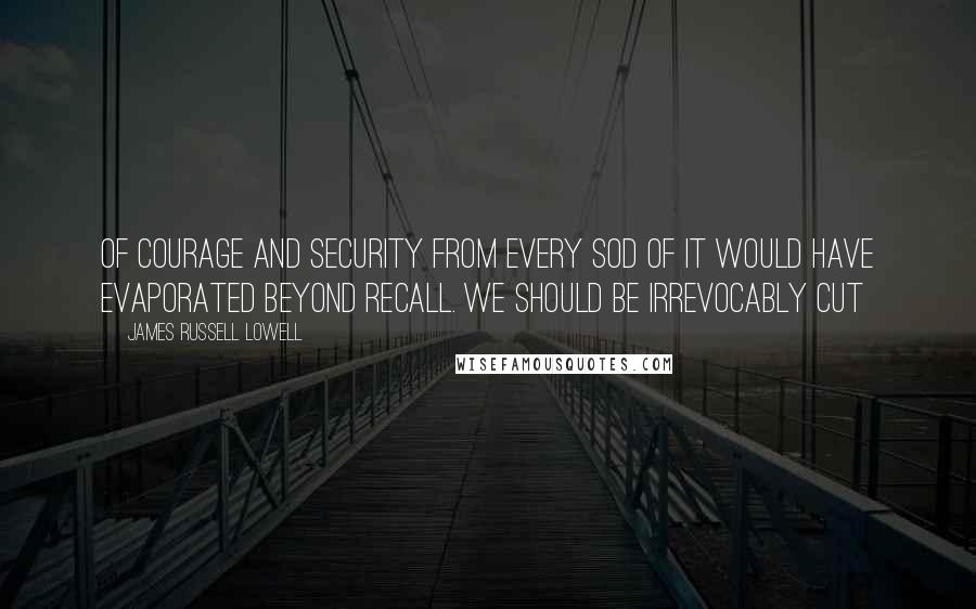 James Russell Lowell Quotes: Of courage and security from every sod of it would have evaporated beyond recall. We should be irrevocably cut