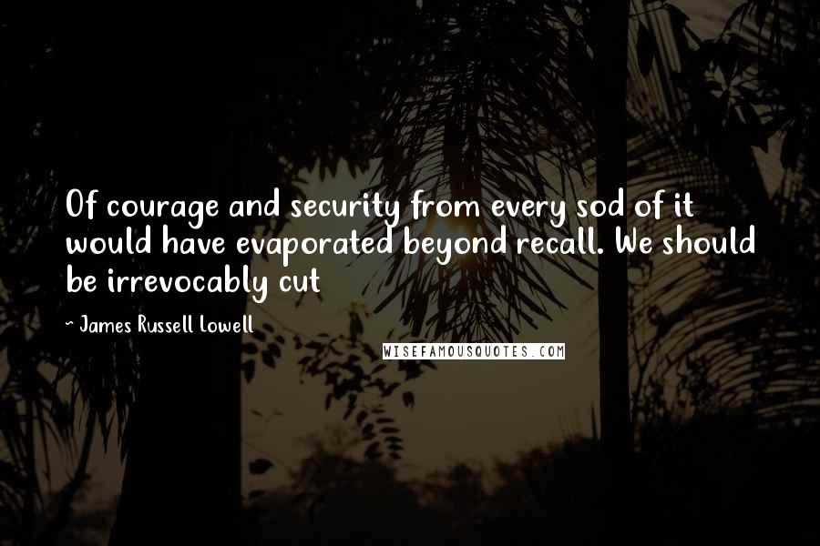 James Russell Lowell Quotes: Of courage and security from every sod of it would have evaporated beyond recall. We should be irrevocably cut