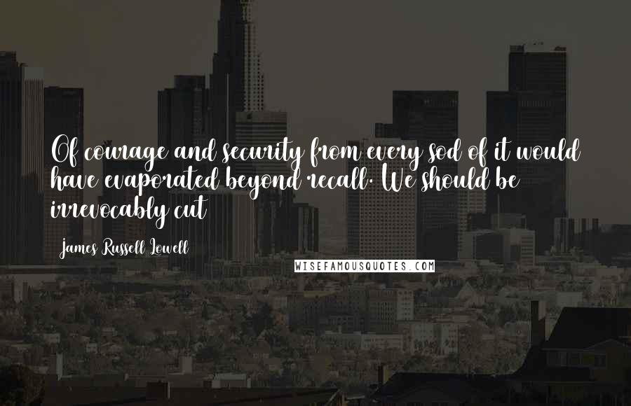 James Russell Lowell Quotes: Of courage and security from every sod of it would have evaporated beyond recall. We should be irrevocably cut