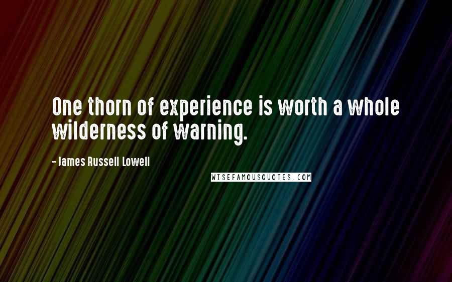 James Russell Lowell Quotes: One thorn of experience is worth a whole wilderness of warning.