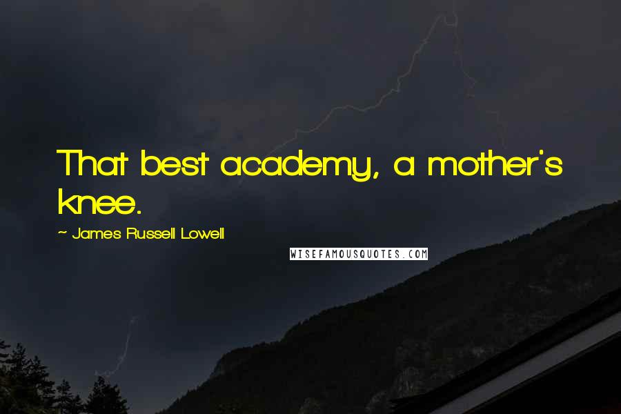 James Russell Lowell Quotes: That best academy, a mother's knee.