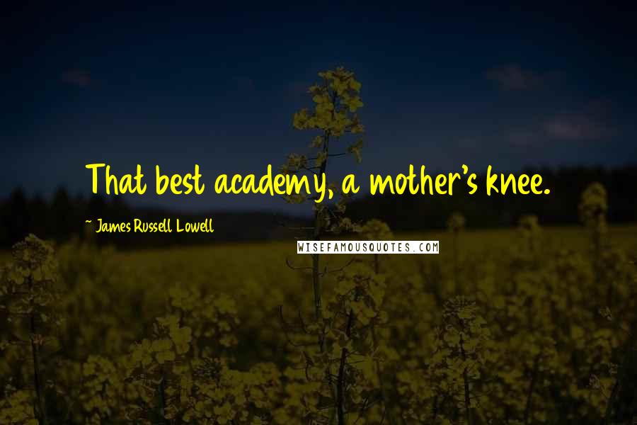 James Russell Lowell Quotes: That best academy, a mother's knee.