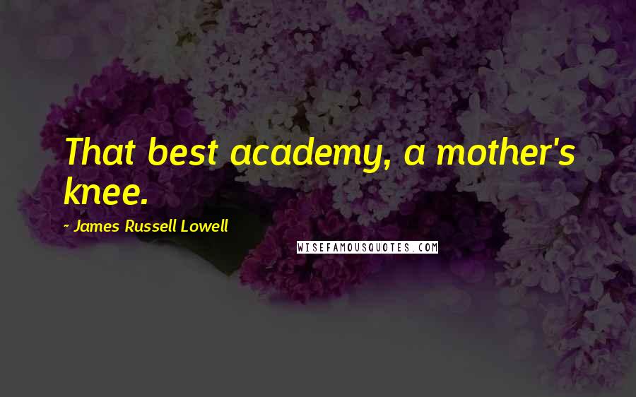 James Russell Lowell Quotes: That best academy, a mother's knee.