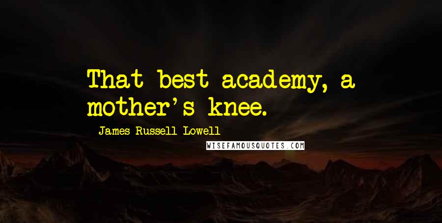 James Russell Lowell Quotes: That best academy, a mother's knee.