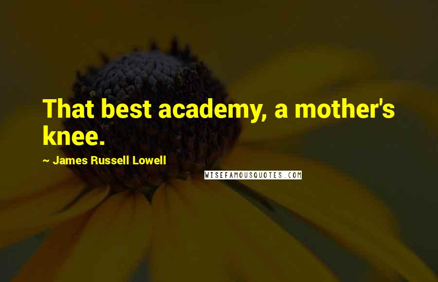 James Russell Lowell Quotes: That best academy, a mother's knee.