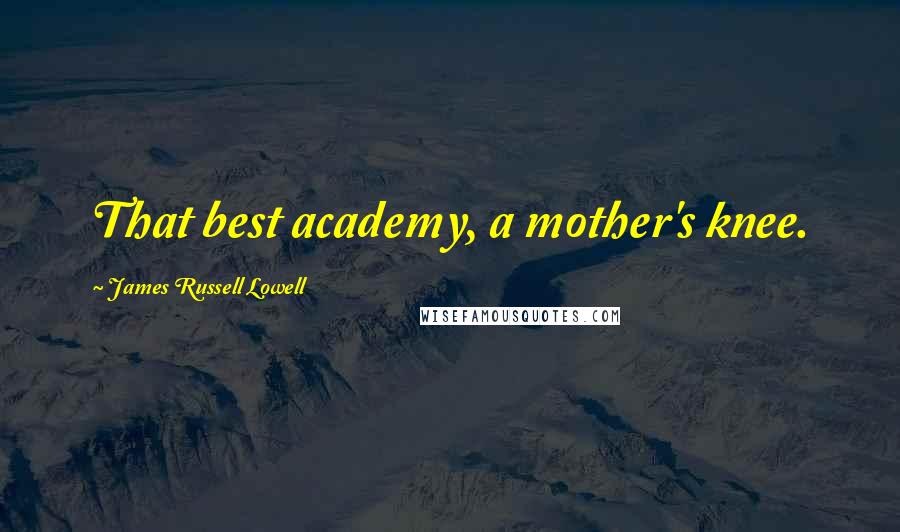 James Russell Lowell Quotes: That best academy, a mother's knee.