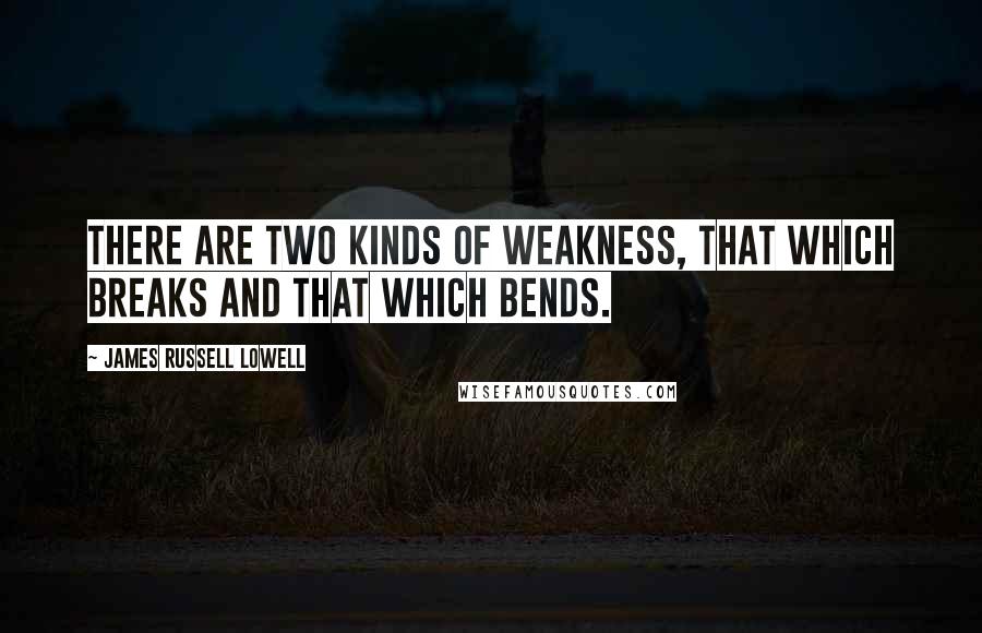 James Russell Lowell Quotes: There are two kinds of weakness, that which breaks and that which bends.