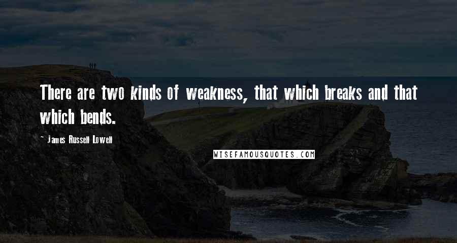 James Russell Lowell Quotes: There are two kinds of weakness, that which breaks and that which bends.