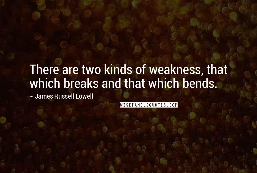 James Russell Lowell Quotes: There are two kinds of weakness, that which breaks and that which bends.