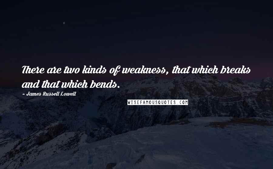 James Russell Lowell Quotes: There are two kinds of weakness, that which breaks and that which bends.