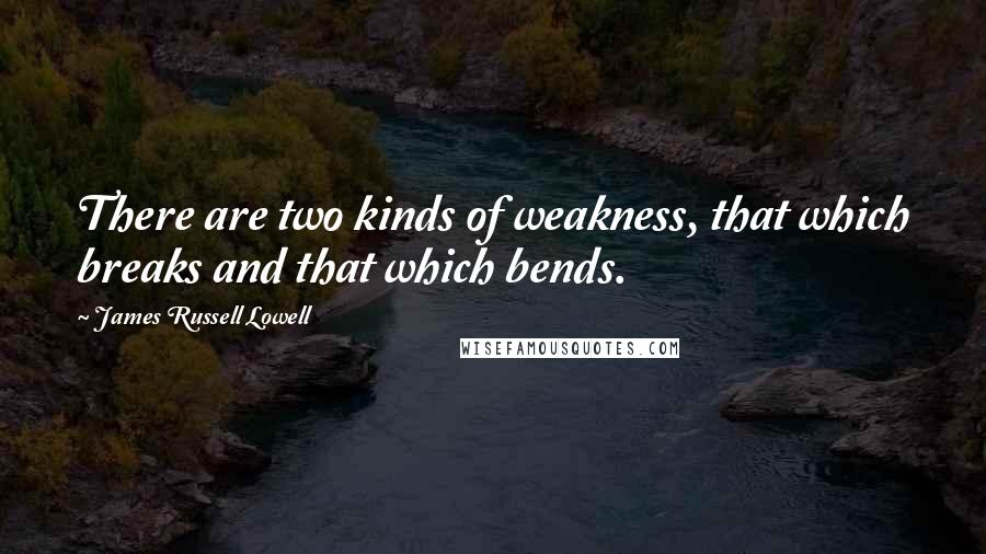 James Russell Lowell Quotes: There are two kinds of weakness, that which breaks and that which bends.