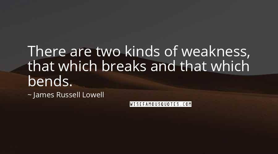 James Russell Lowell Quotes: There are two kinds of weakness, that which breaks and that which bends.