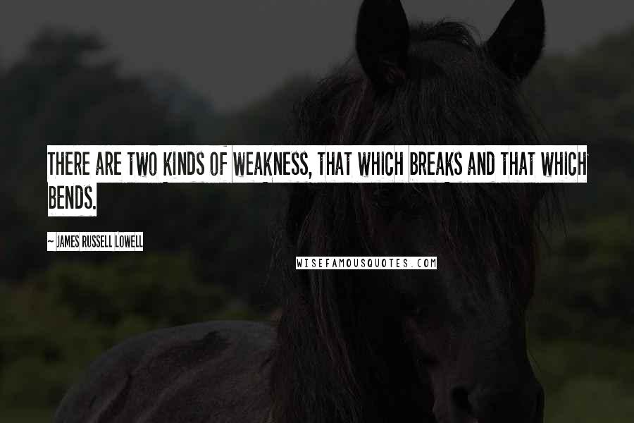 James Russell Lowell Quotes: There are two kinds of weakness, that which breaks and that which bends.