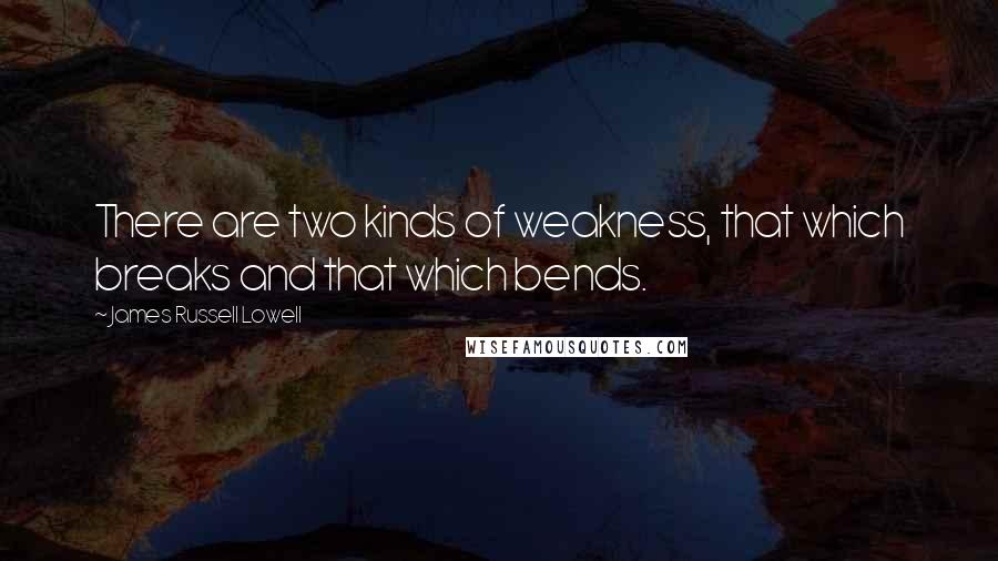 James Russell Lowell Quotes: There are two kinds of weakness, that which breaks and that which bends.