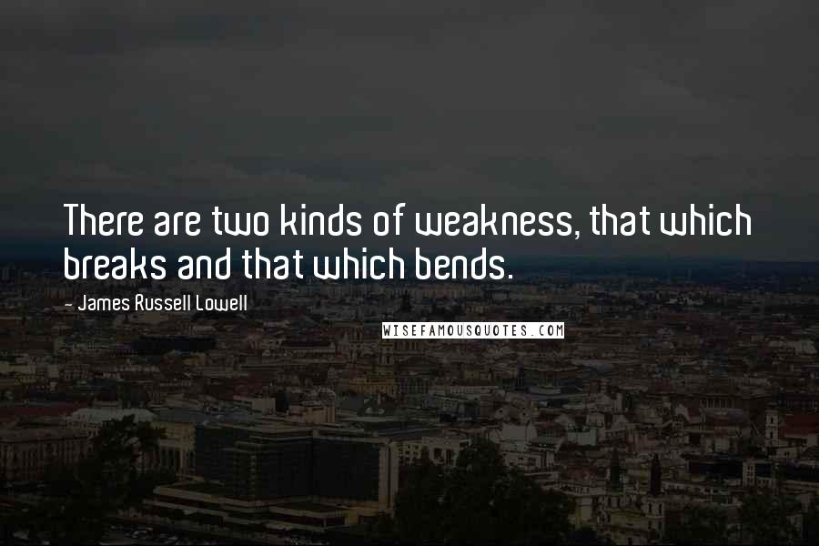 James Russell Lowell Quotes: There are two kinds of weakness, that which breaks and that which bends.