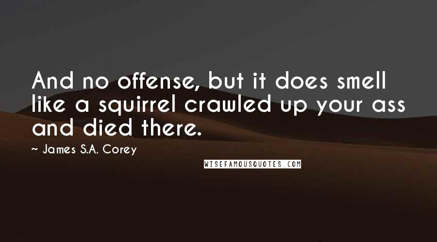 James S.A. Corey Quotes: And no offense, but it does smell like a squirrel crawled up your ass and died there.