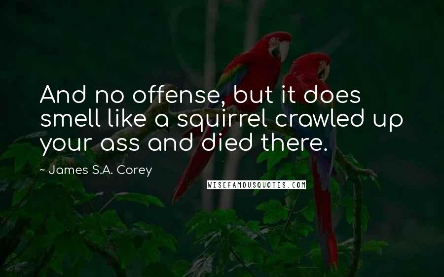 James S.A. Corey Quotes: And no offense, but it does smell like a squirrel crawled up your ass and died there.