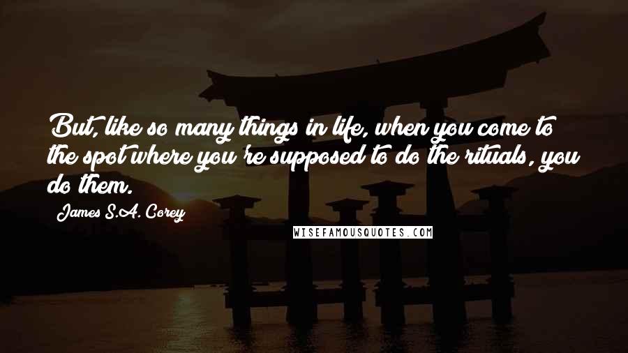 James S.A. Corey Quotes: But, like so many things in life, when you come to the spot where you're supposed to do the rituals, you do them.