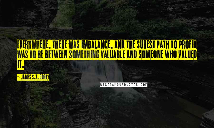 James S.A. Corey Quotes: Everywhere, there was imbalance, and the surest path to profit was to be between something valuable and someone who valued it.