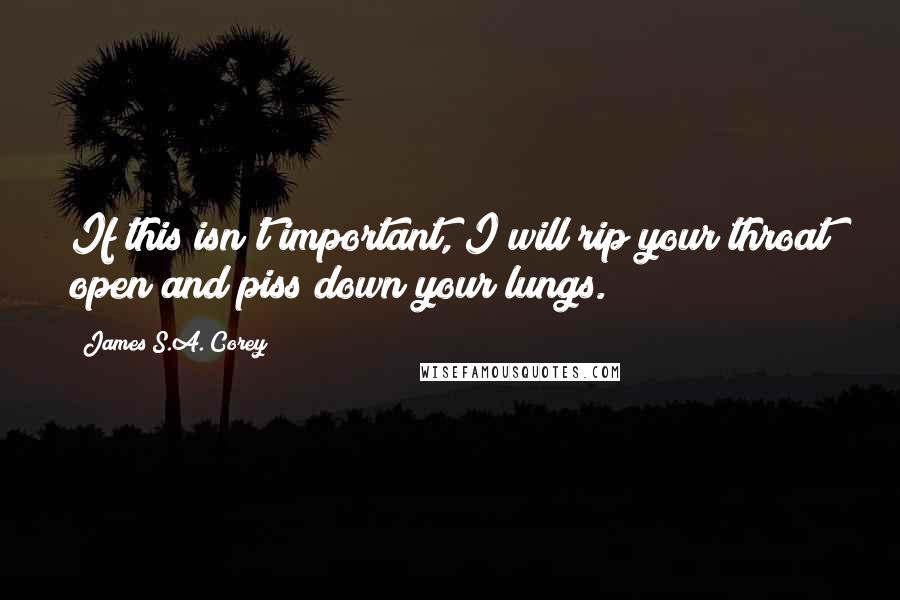 James S.A. Corey Quotes: If this isn't important, I will rip your throat open and piss down your lungs.