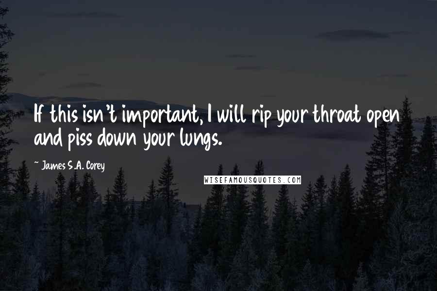 James S.A. Corey Quotes: If this isn't important, I will rip your throat open and piss down your lungs.