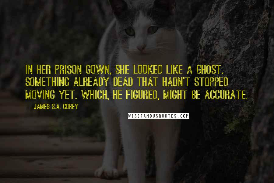 James S.A. Corey Quotes: In her prison gown, she looked like a ghost. Something already dead that hadn't stopped moving yet. Which, he figured, might be accurate.