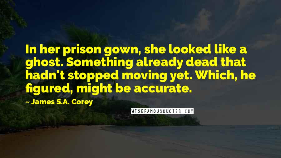 James S.A. Corey Quotes: In her prison gown, she looked like a ghost. Something already dead that hadn't stopped moving yet. Which, he figured, might be accurate.