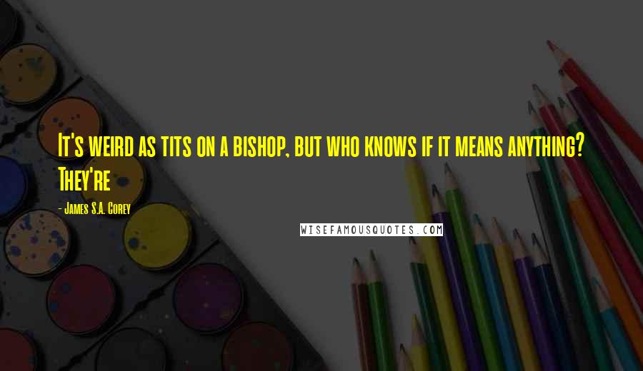 James S.A. Corey Quotes: It's weird as tits on a bishop, but who knows if it means anything? They're