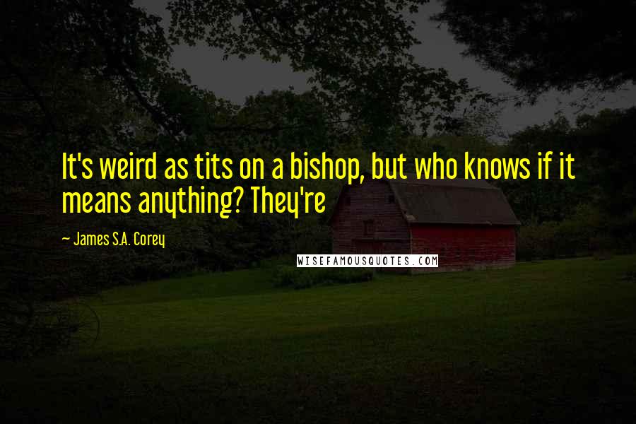 James S.A. Corey Quotes: It's weird as tits on a bishop, but who knows if it means anything? They're