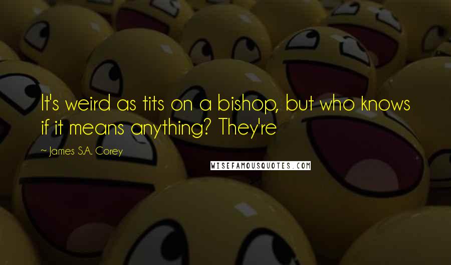 James S.A. Corey Quotes: It's weird as tits on a bishop, but who knows if it means anything? They're