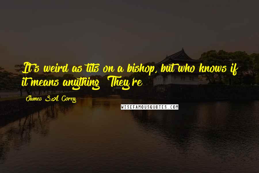 James S.A. Corey Quotes: It's weird as tits on a bishop, but who knows if it means anything? They're