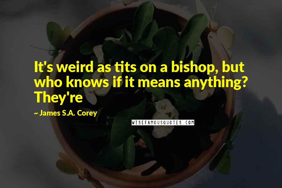 James S.A. Corey Quotes: It's weird as tits on a bishop, but who knows if it means anything? They're
