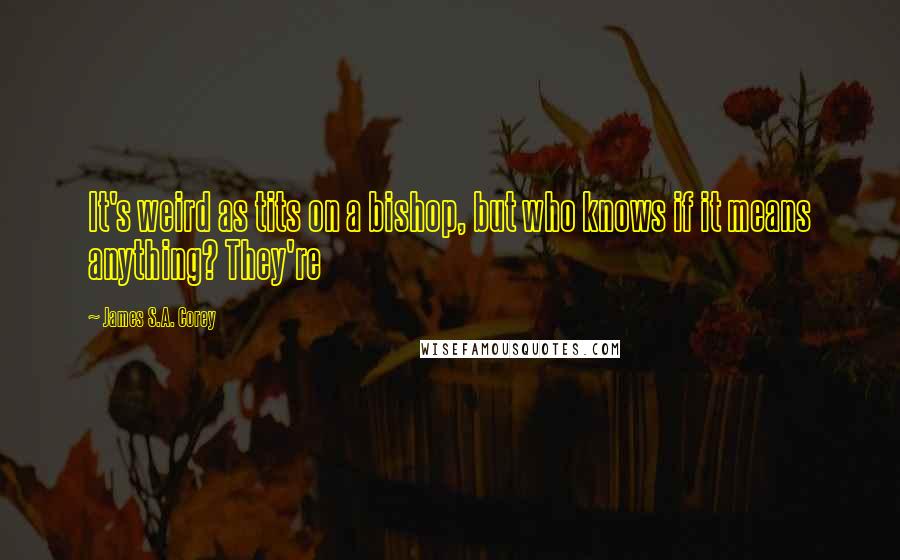 James S.A. Corey Quotes: It's weird as tits on a bishop, but who knows if it means anything? They're